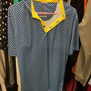 Swannies Blue and Yellow Men's Polo Shirt Size Medium